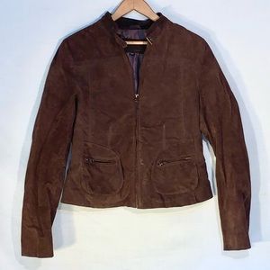 SUZY SHIER Brand Vintage Short Brown Leather Jacket-size M